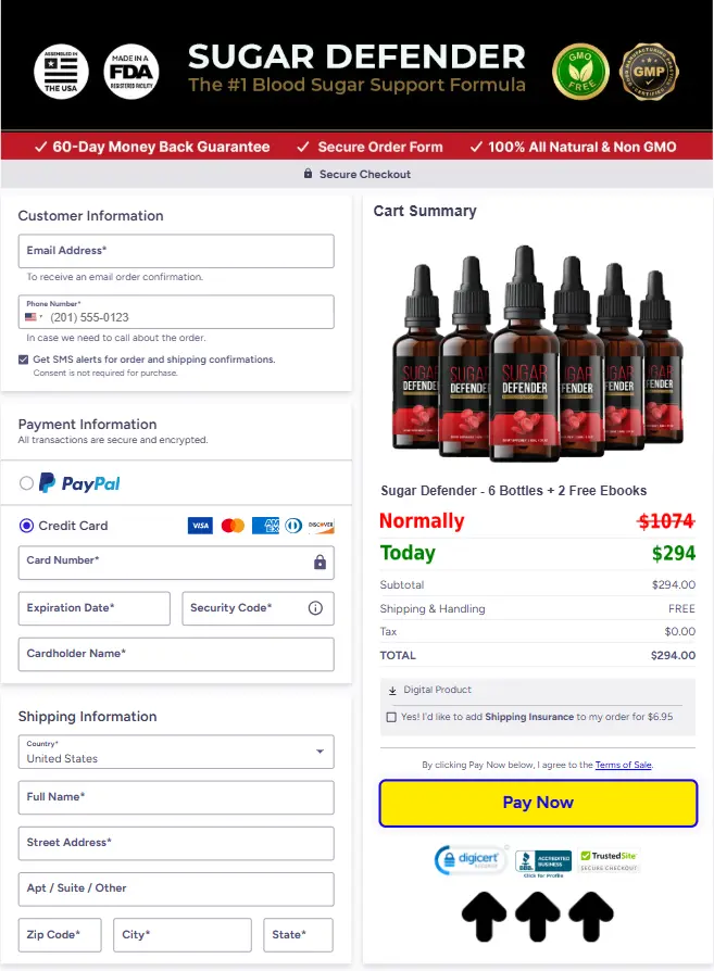 Sugar Defender-order-page